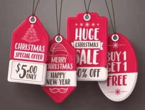 christmas red sale tags vector set different shapes sale discount text christmas red sale tags vector set 101608127